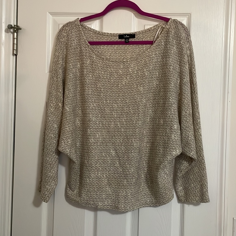 Lulus Perfect Mix Heather Beige Dolman Sleeve Sweater Top - Picture 2 of 4